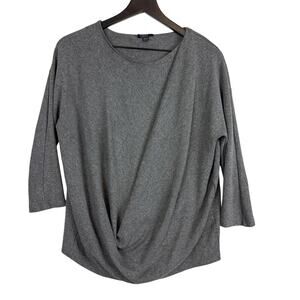 COS Draped Gray 3/4 Sleeve Knit Sweater Viscose Blend - S